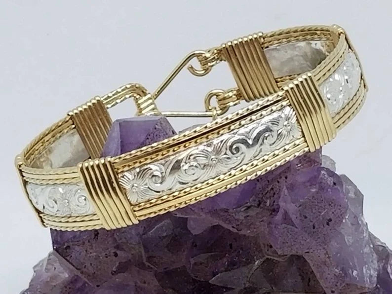 Majestic: Gold and Silver Bracelet, Wire Wrapped Bracelet