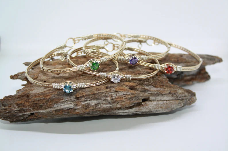 Birthstone Bracelet, Gold and Silver, CZ Bracelet