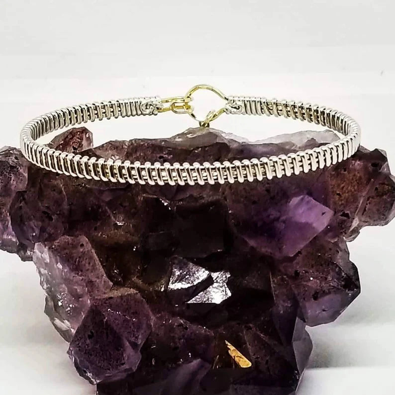 Allure: Fine Silver, Gold fill, wire wrapped bracelet, silver and gold